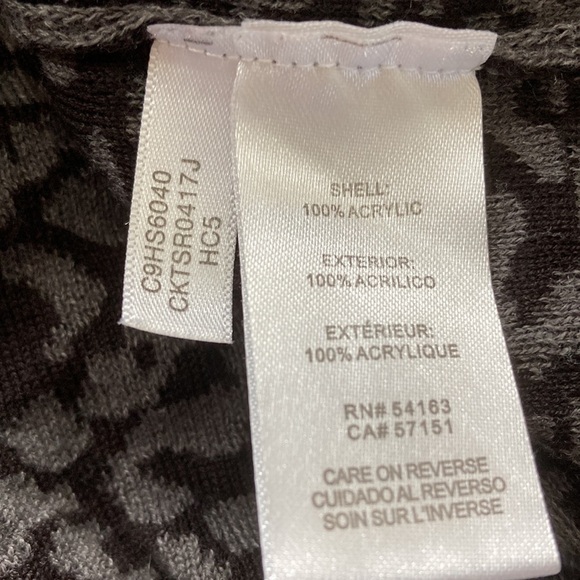 Calvin Klein small turtleneck sweater animal print black gray - Picture 12 of 12